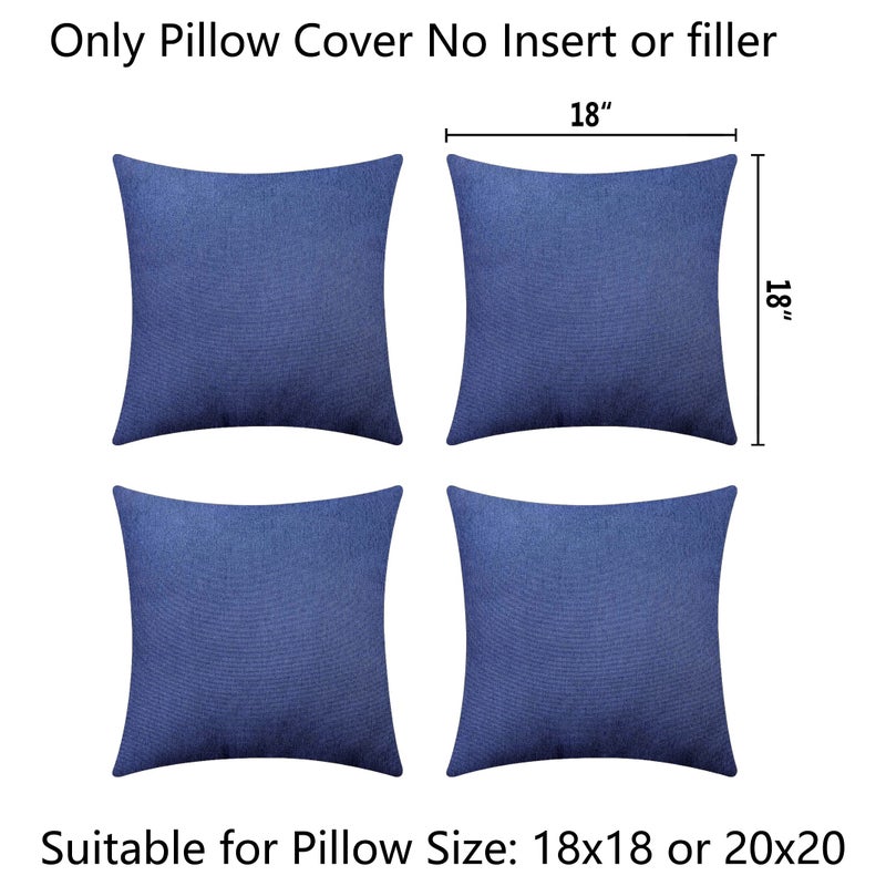 Demetex Outdoor Pillow Covers Waterproof Throw Pillow Covers Set of 4 Decorative Throw Pillows for Patio Furniture Couch  18 x 18 Inch  Navy Blue - Image 2